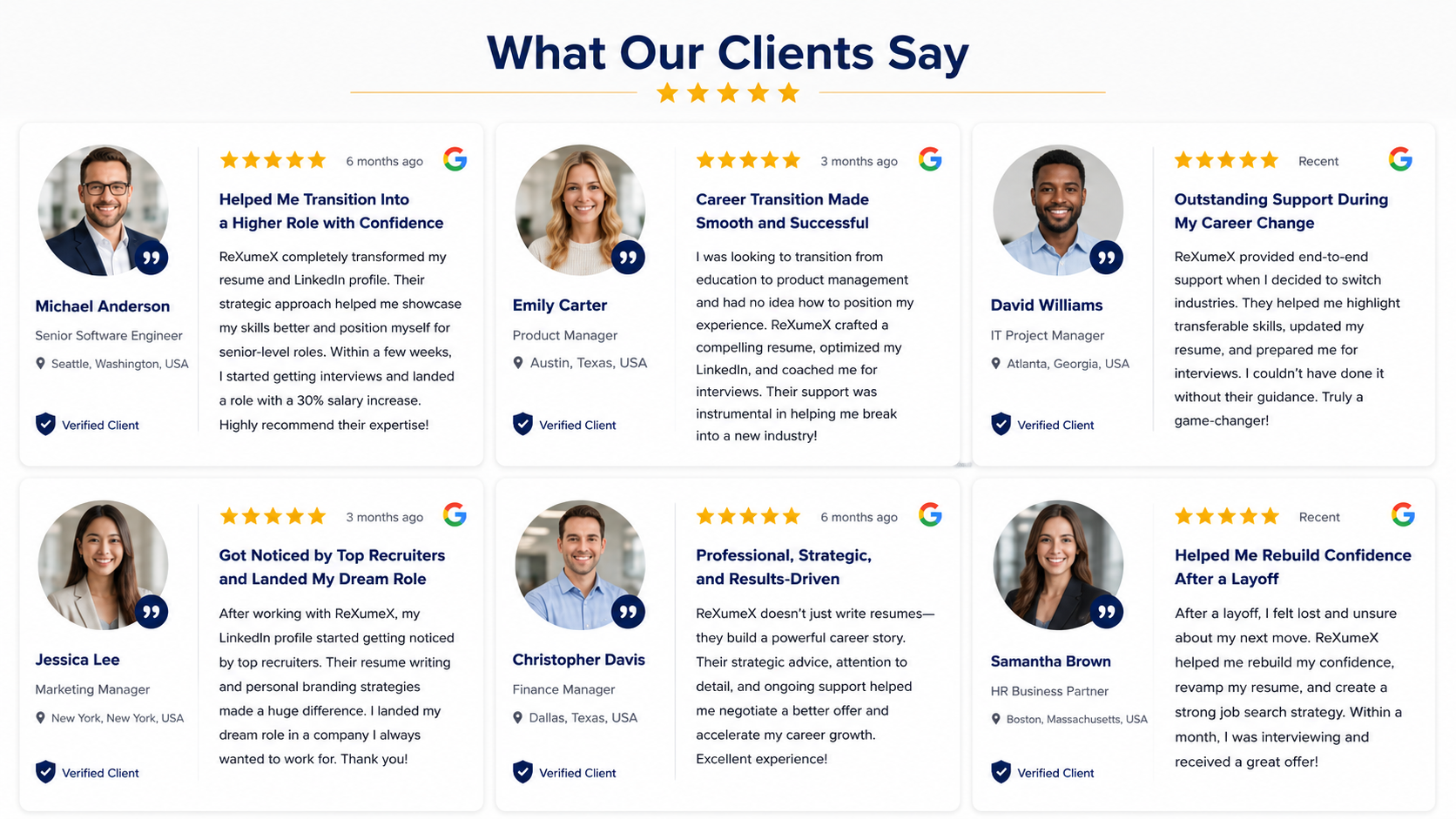 ReXumeX client Google reviews — what our clients say