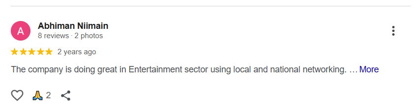 Google review from Abhiman Niimain