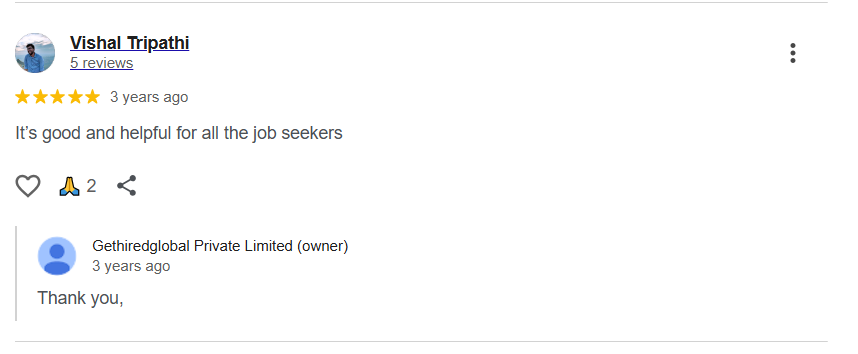 Google review from Vishal Tripathi